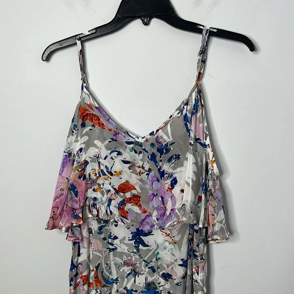 Tolani Kaylie Gray Floral Abstract Viscose Midi Dress - Picture 2 of 8